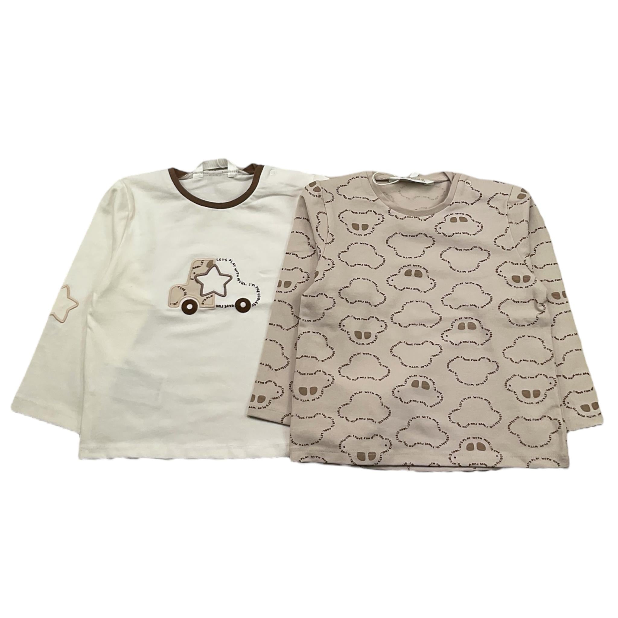 MAYORAL set 2 shirt bicolore con stampe Bianco/beige per Neonato 202911 BIANCO/BEIGE MAYORAL 
