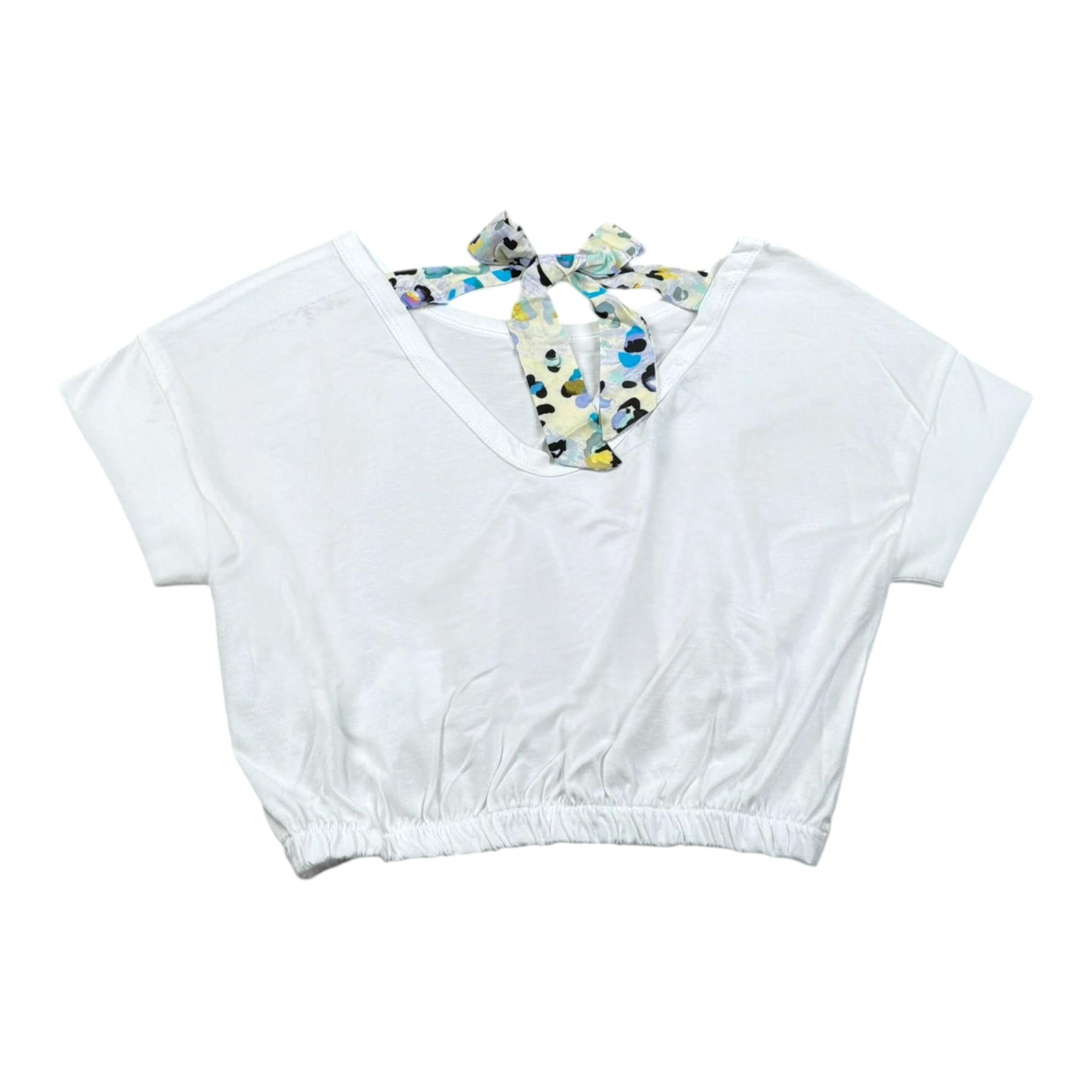 Please T-Shirt Tinta Unita con Elastico per Bambina MBC4030G72 BIANCO PLEASE 