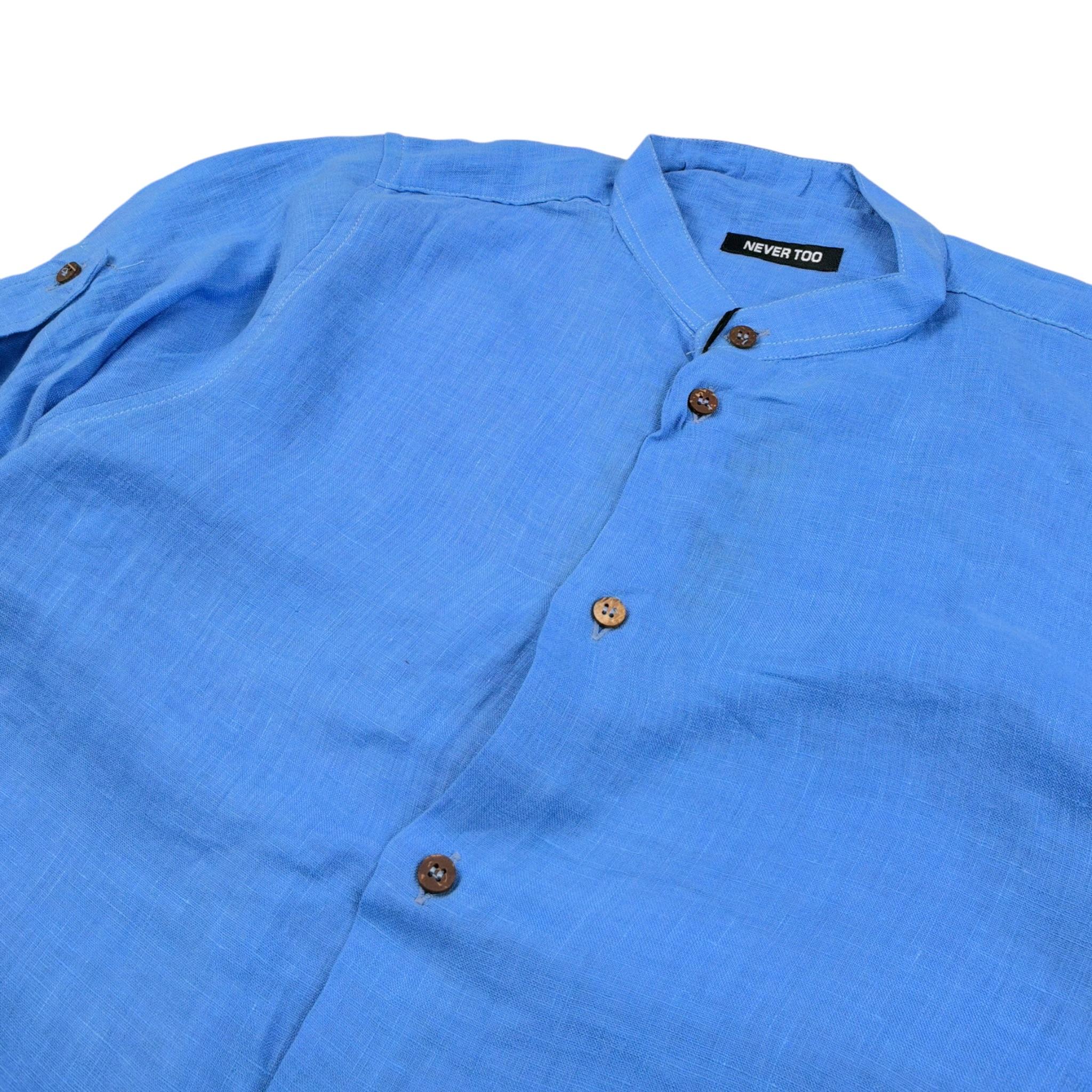 Never Too Camicia tinta unita con Collo Coreano Azzurro per Bambino MT1568R AZZURRO NEVER TOO 