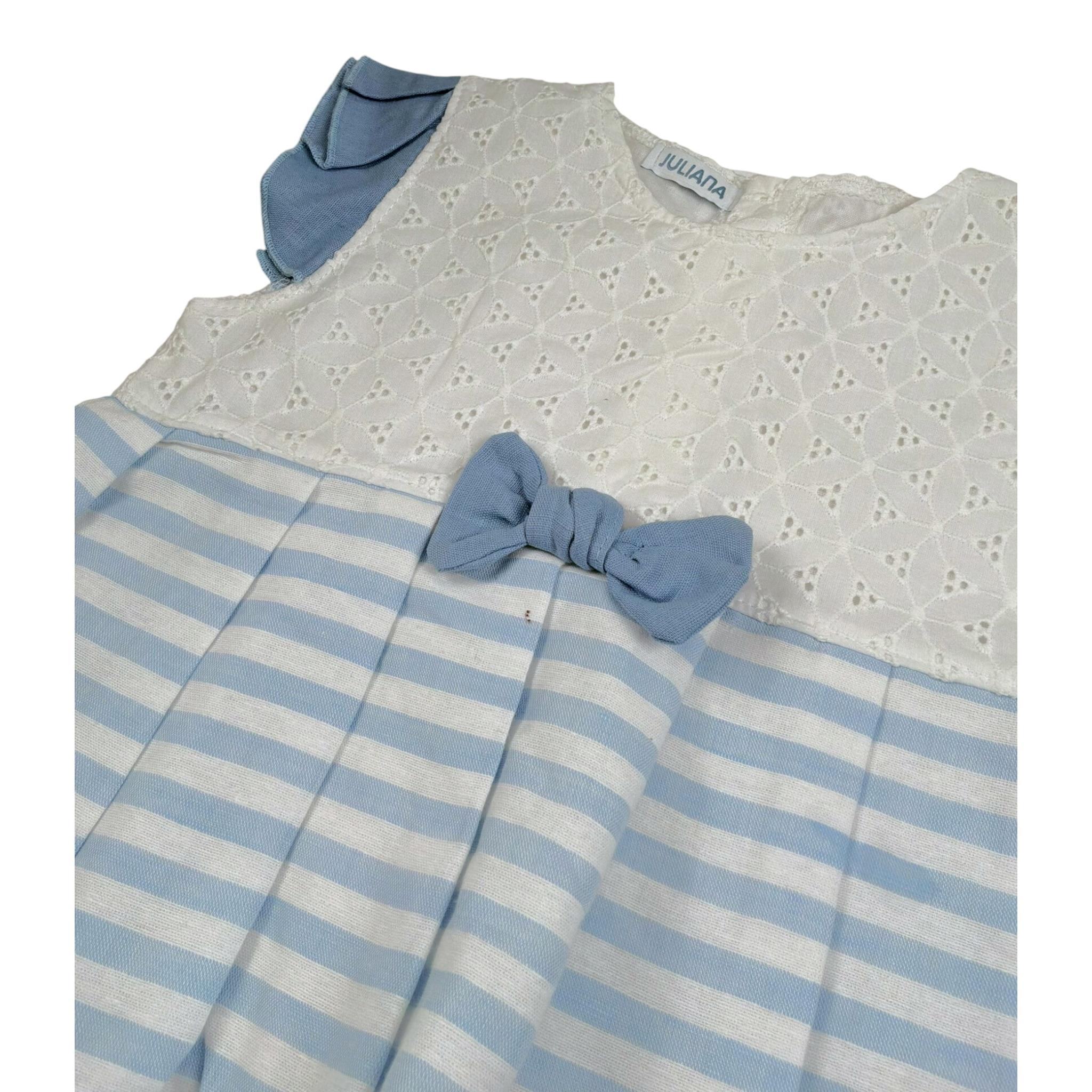 Juliana Abito Bicolore con Fantasia A Righe Bianco per Bambina 25130 BIANCO JULIANA 