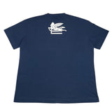 Etro T-Shirt Girocollo Tinta Unita Con Stampa In Contrasto Blu Per Bambino