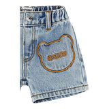 Moschino Short In Denim Tinta Unita con Elastico In Vita per Neonata MUQ017 AZZURRO MOSCHINO 