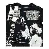 Iceberg T-Shirt Girocollo Tinta Unita con Stampe In Contrasto per Neonato TSICE5123BX NERO ICEBERG 