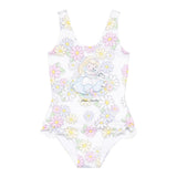 Monnalisa Costume Intero Tinta Unita con Stampa per Bambina 39E045J BIANCO MONNALISA 