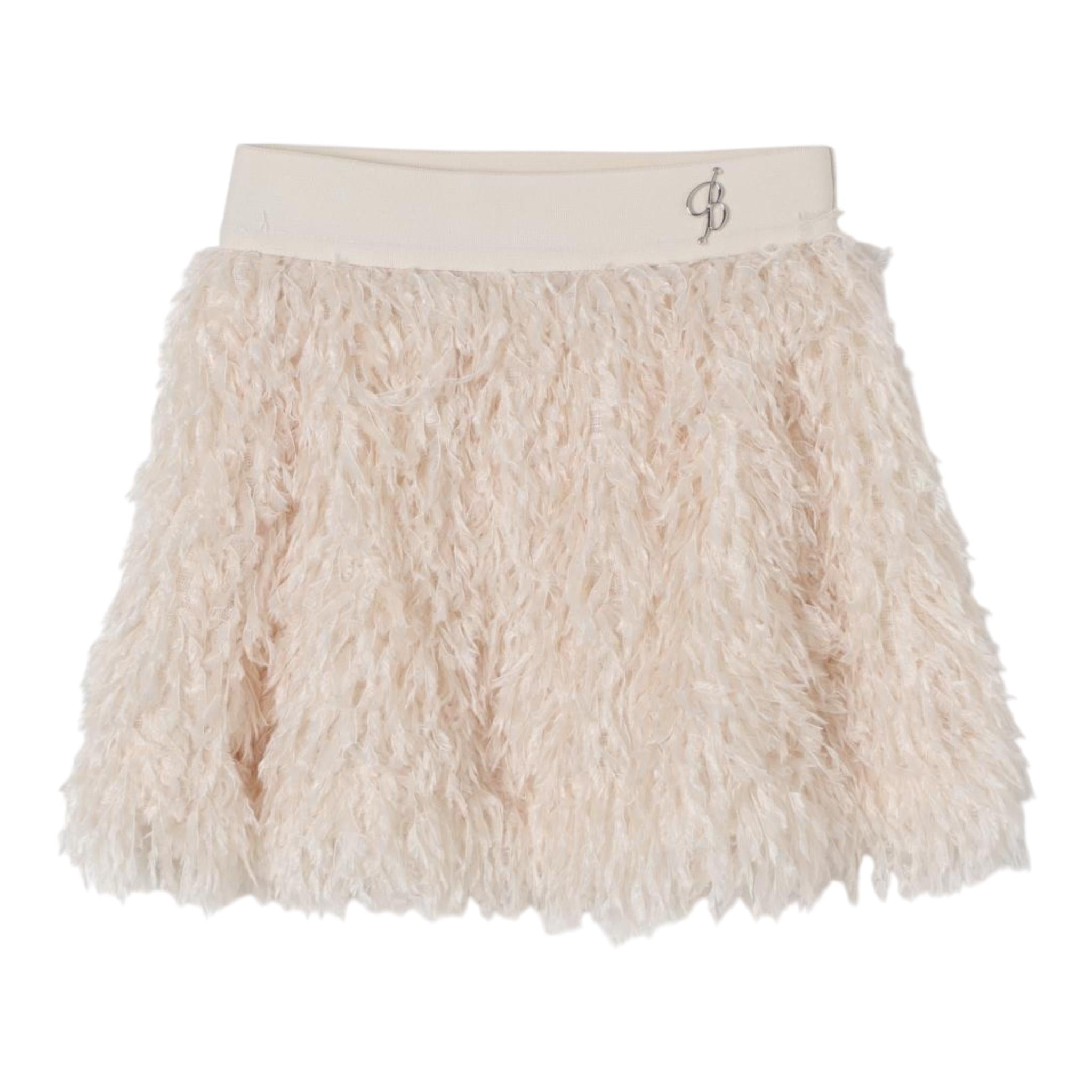 MISS BLUMARINE gonna tinta unita con piume Panna per Bambina IF4129J PANNA MISS BLUMARINE 