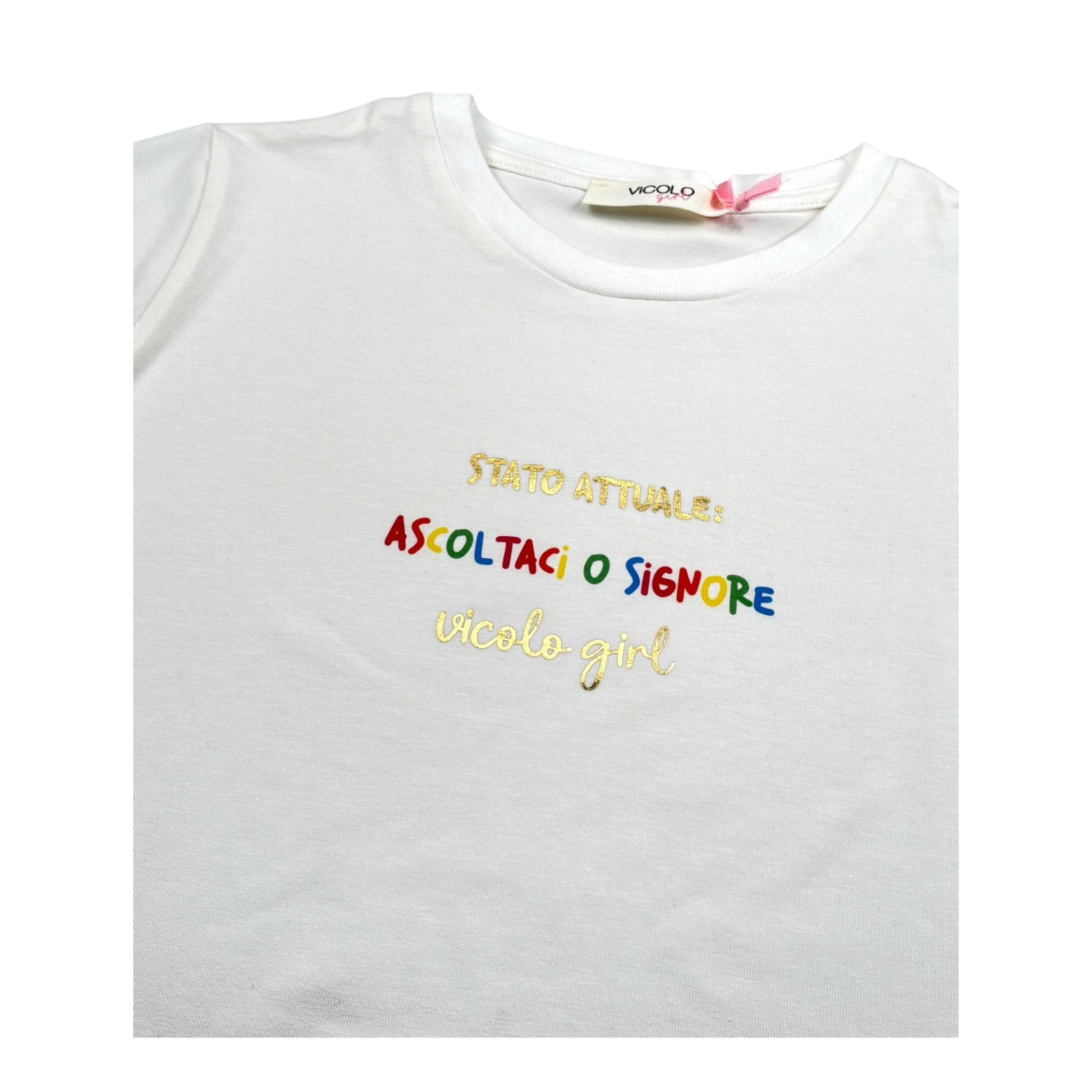 Vicolo T-Shirt Girocollo Tinta Unita con Stampa per Bambina 3146M00310 PANNA VICOLO 