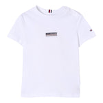 Tommy Hilfiger T-Shirt Girocollo Tinta Unita con Logo per Bambino KB0KB09362 BIANCO TOMMY HILFIGER 
