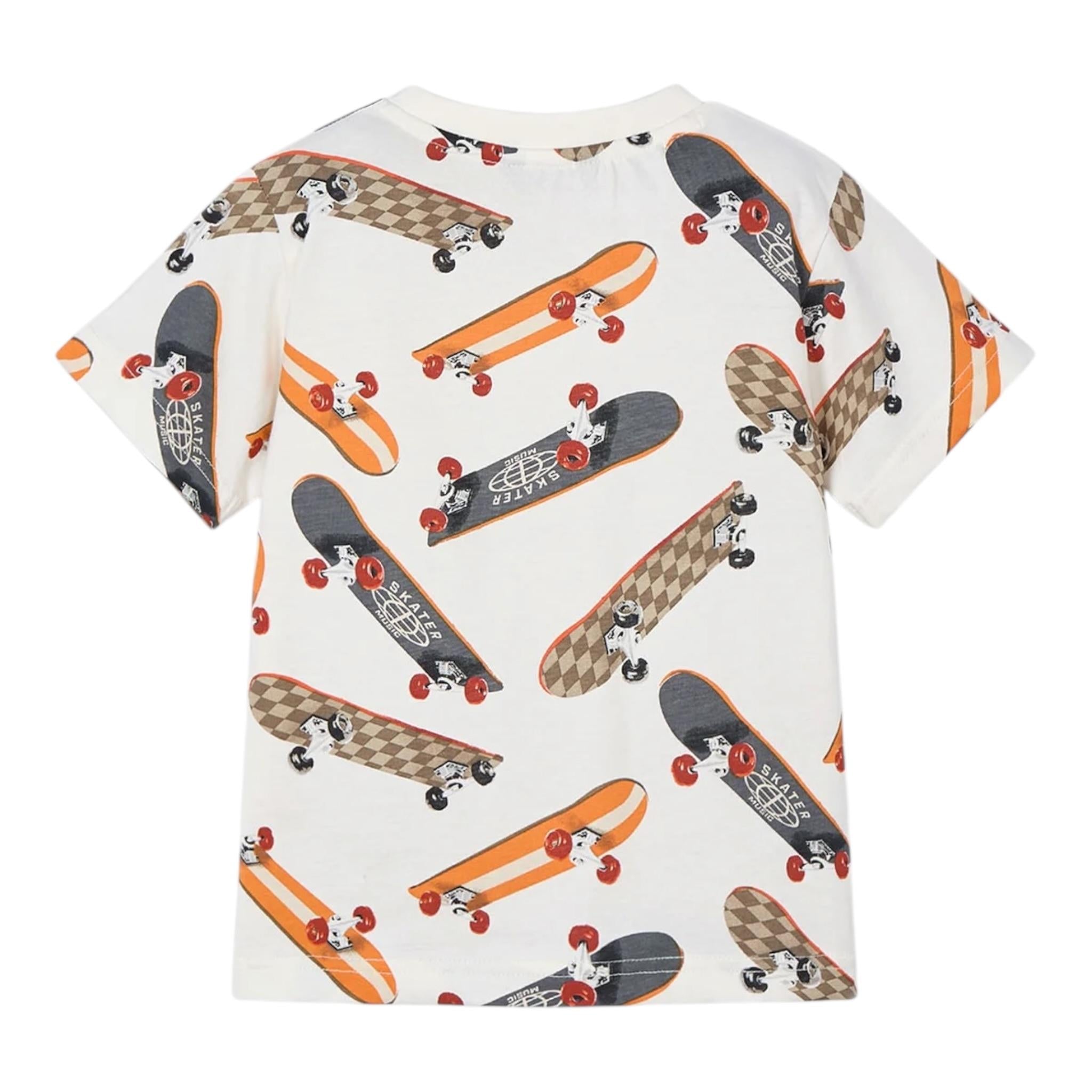 Mayoral T-Shirt Girocollo Tinta Unita con Stampa per Bambino 3038 PANNA MAYORAL 