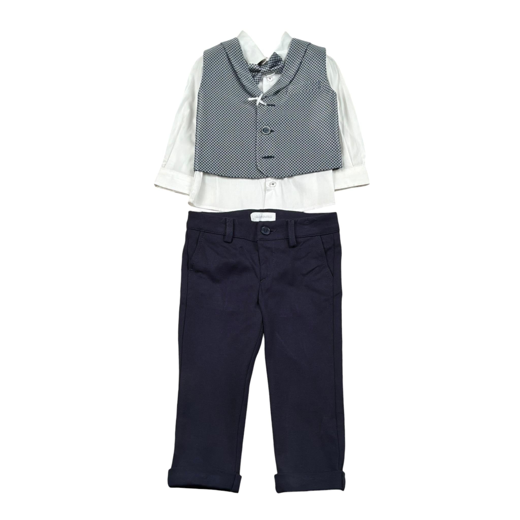 Carlo Pignatelli Completo 4 Pezzi Camicia-Gilet-Papillion-Pantalone per Neonato COMC91102BL BLU CARLO PIGNATELLI 