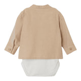 Name.It Camicia Body Manica Lunga Tinta Unita Beige Per Neonato