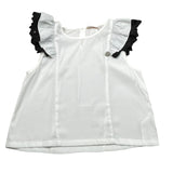 Alice Pi Camicia Tinta Unita con Profli In Contrasto per Bambina 2517 BIANCO ALICE PI 