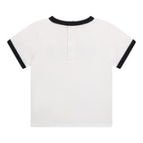Carre'Ment Beau T-Shirt Girocollo Tinta Unita Con Stampa In Contrasto Bianco Per Neonato