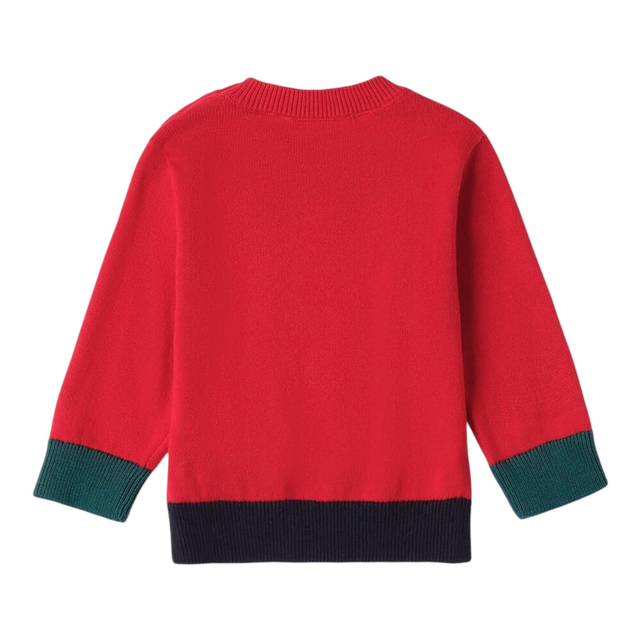 MINI BANDA maglia girocollo tinta unita con ricami Rosso per Neonato 3A671 ROSSO MINI BANDA 