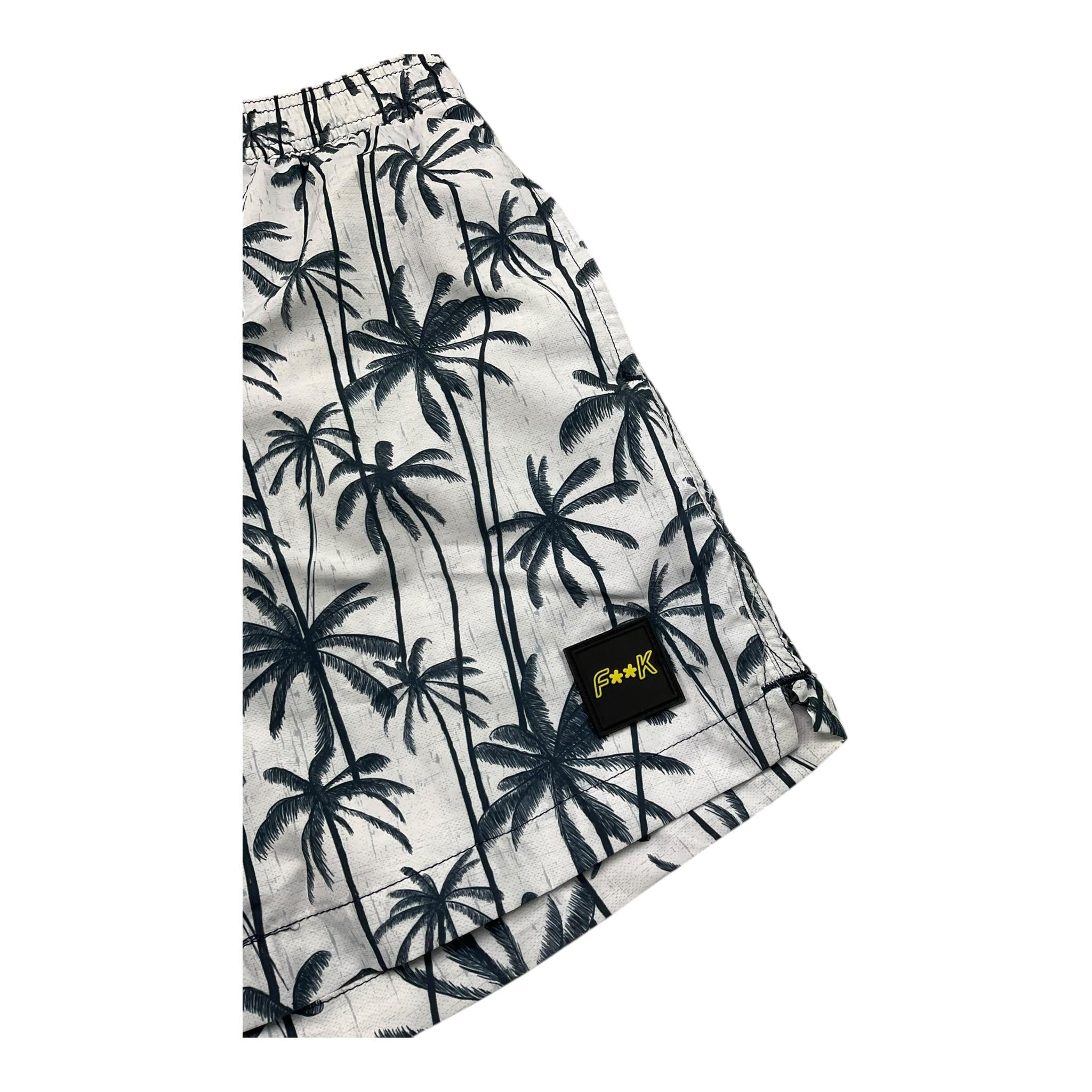 F**K Costume Tinta Unita Stampa Fantasia Palme per Bambino FJ25J03BA30X19 BIANCO F**K 