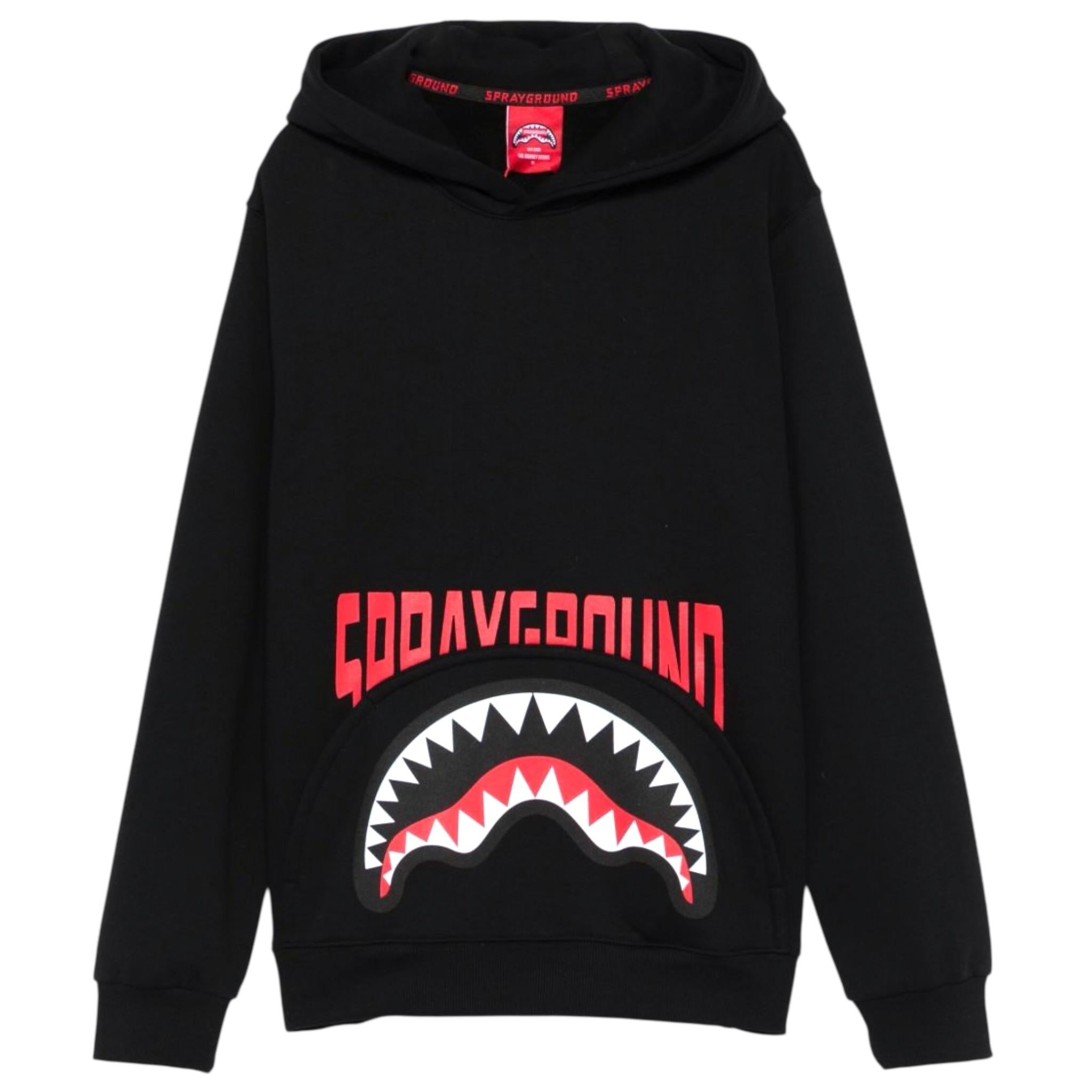 Sprayground Felpa Chiusa con Cappuccio Tinta Unita con Stampa per Bambino SPY1121BLK NERO SPRAYGROUND 