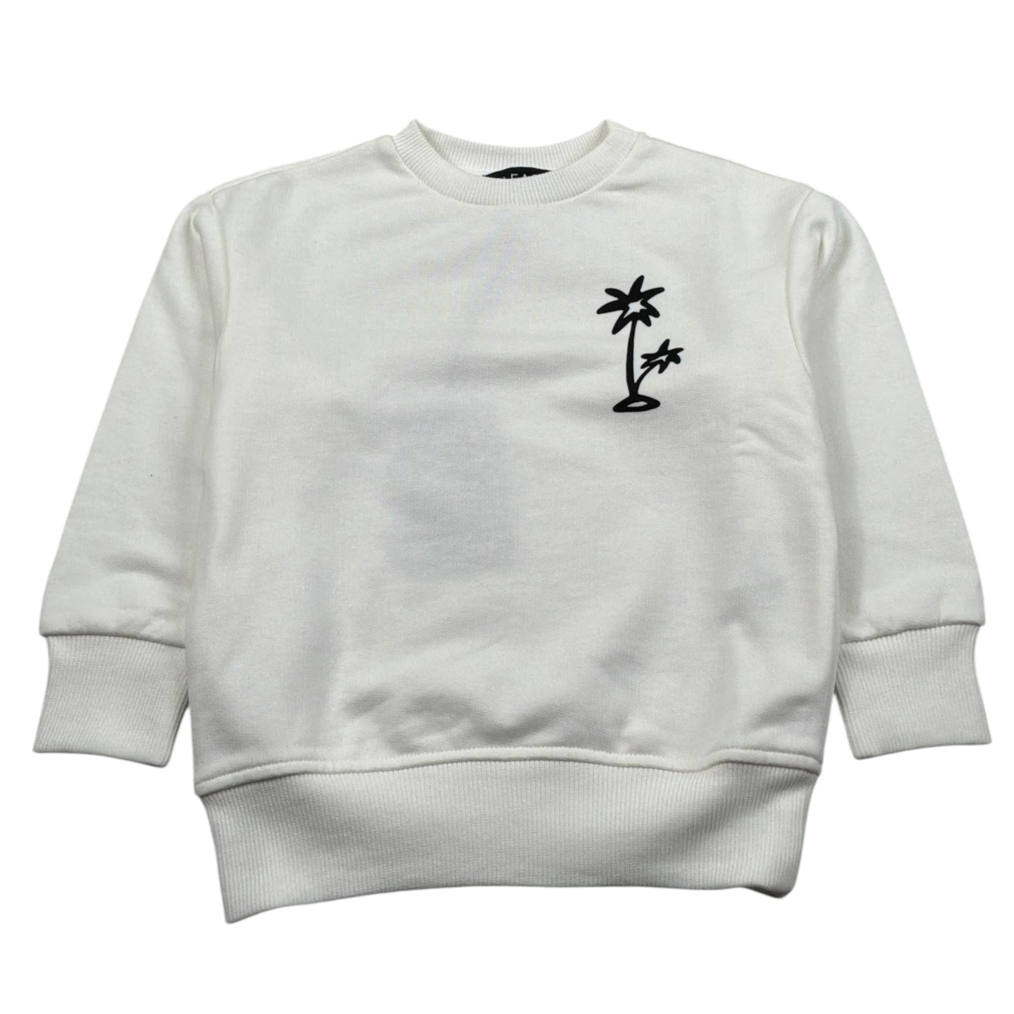 Please Felpa Chiusa Girocollo Tinta Nita con Logo Bianco per Bambino LB19040B72 BIANCO PLEASE 