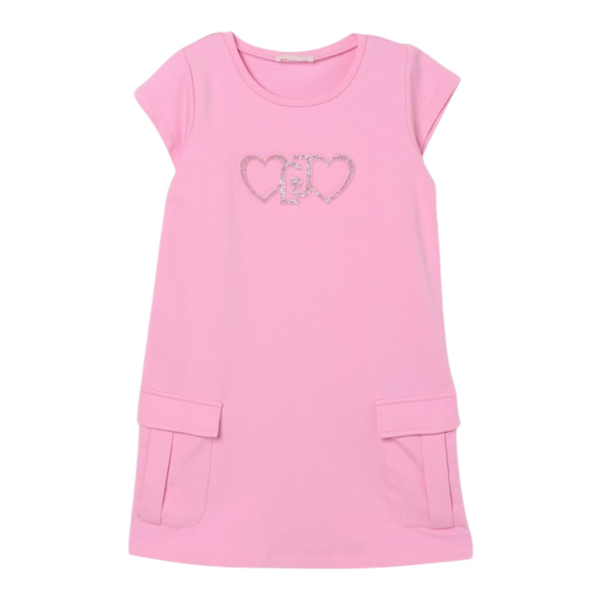 Liu Jo Abito Mezza Manica Tinta Unita con Logo per Neonata KA5017XN ROSA LIU JO 