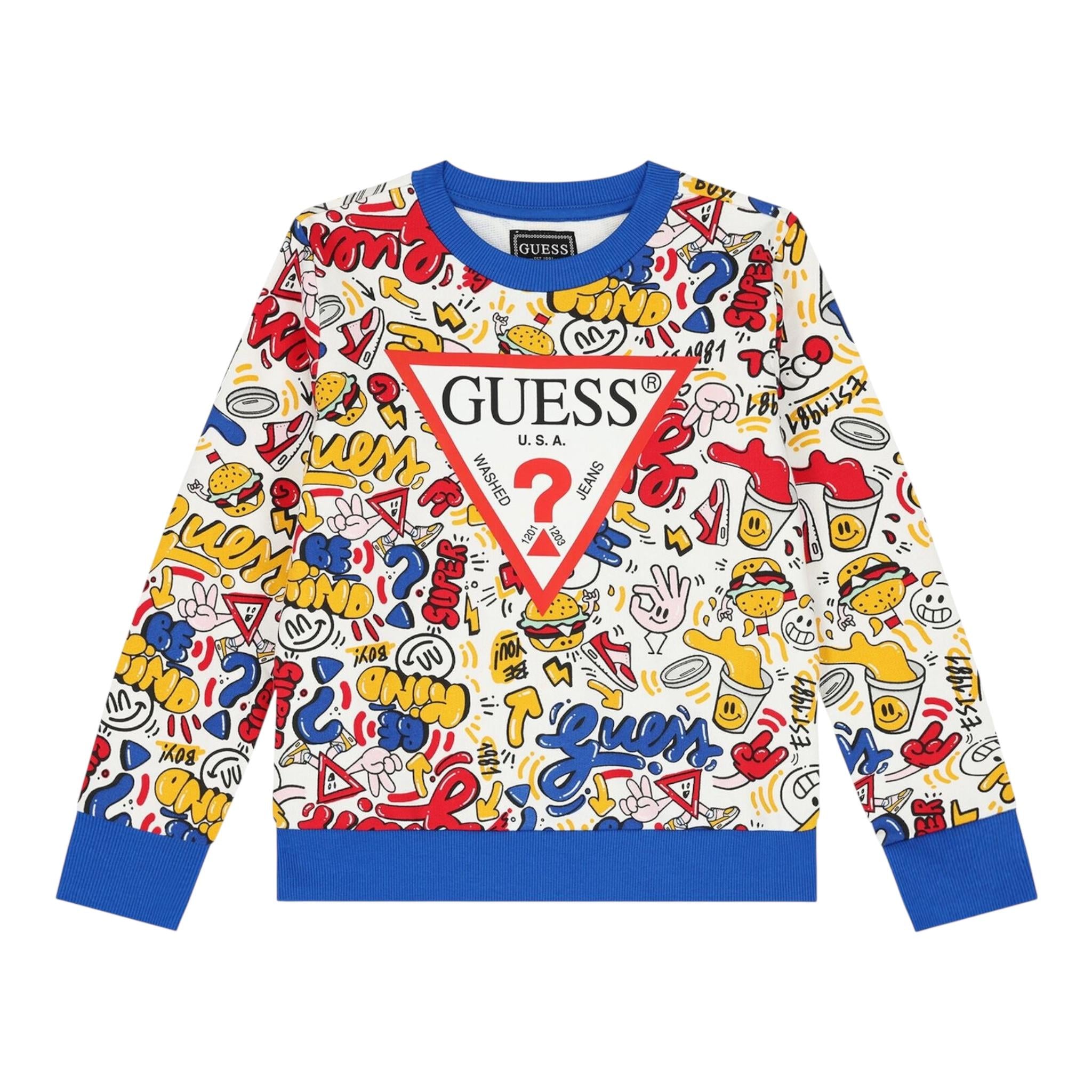 GUESS felpa chiusa girocollo stampa fantasia Bianco per Bambino N4YQ02KA6R3 BIANCO GUESS 