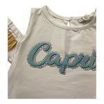 Miss Grant T-Shirt Girocollo Tinta Unita con Scollo Sulle Spalle E Maniche In Paglia per Bambina MG1328 BIANCO MISS GRANT 