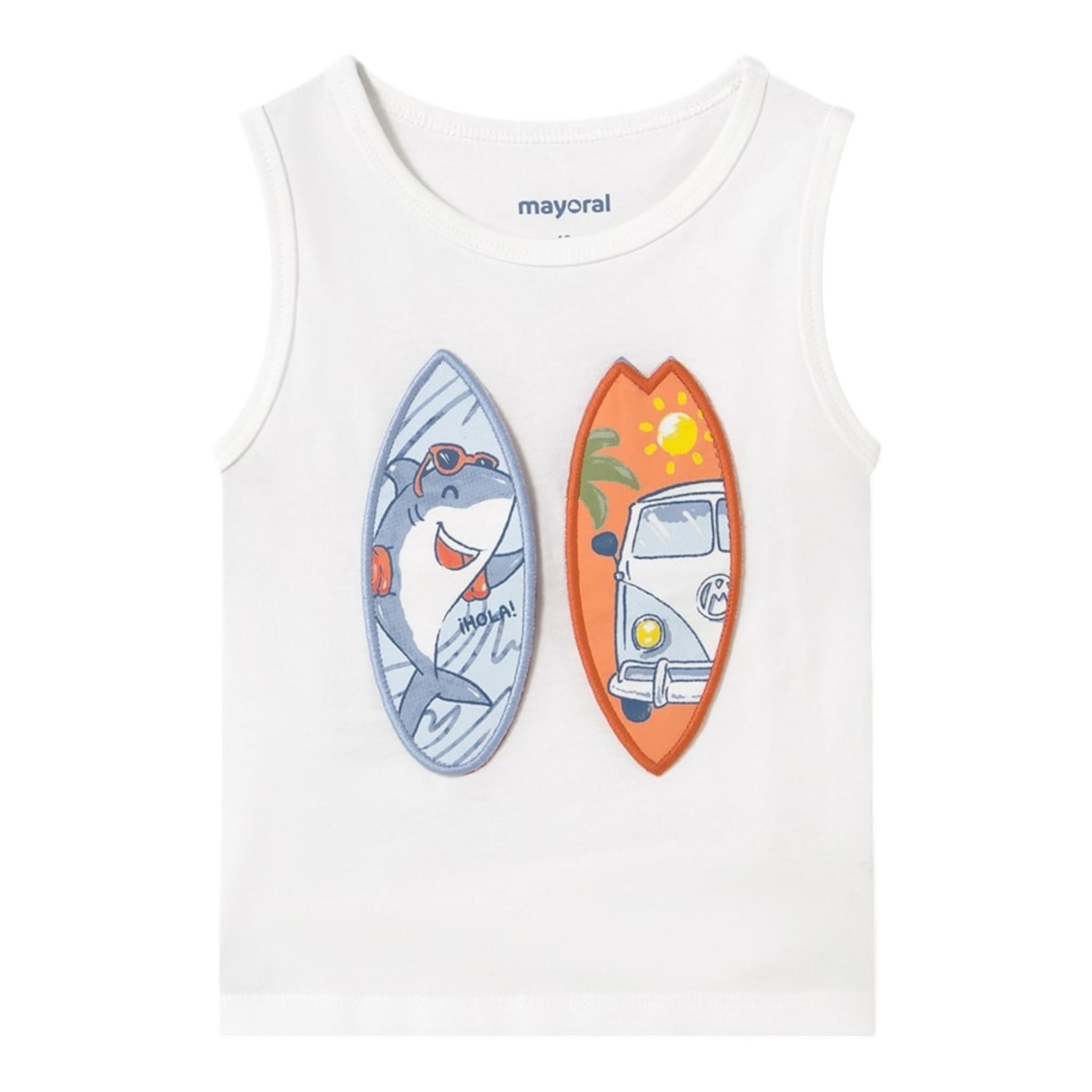 Mayoral Canotta Girocollo Tinta Unita con Stampa per Neonato 1069 BIANCO MAYORAL 