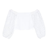 Twinset Top Maniche Ricamate Tinta Unita per Bambina 251GJ2QR9 BIANCO TWINSET 