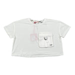 Liu Jo T-Shirt Girocollo tinta unita con Taschino Modello Crop Bianco per Bambina GA5016XXX BIANCO LIU JO 