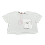 Liu Jo T-Shirt Girocollo tinta unita con Taschino Modello Crop Bianco per Bambina GA5016XXX BIANCO LIU JO 