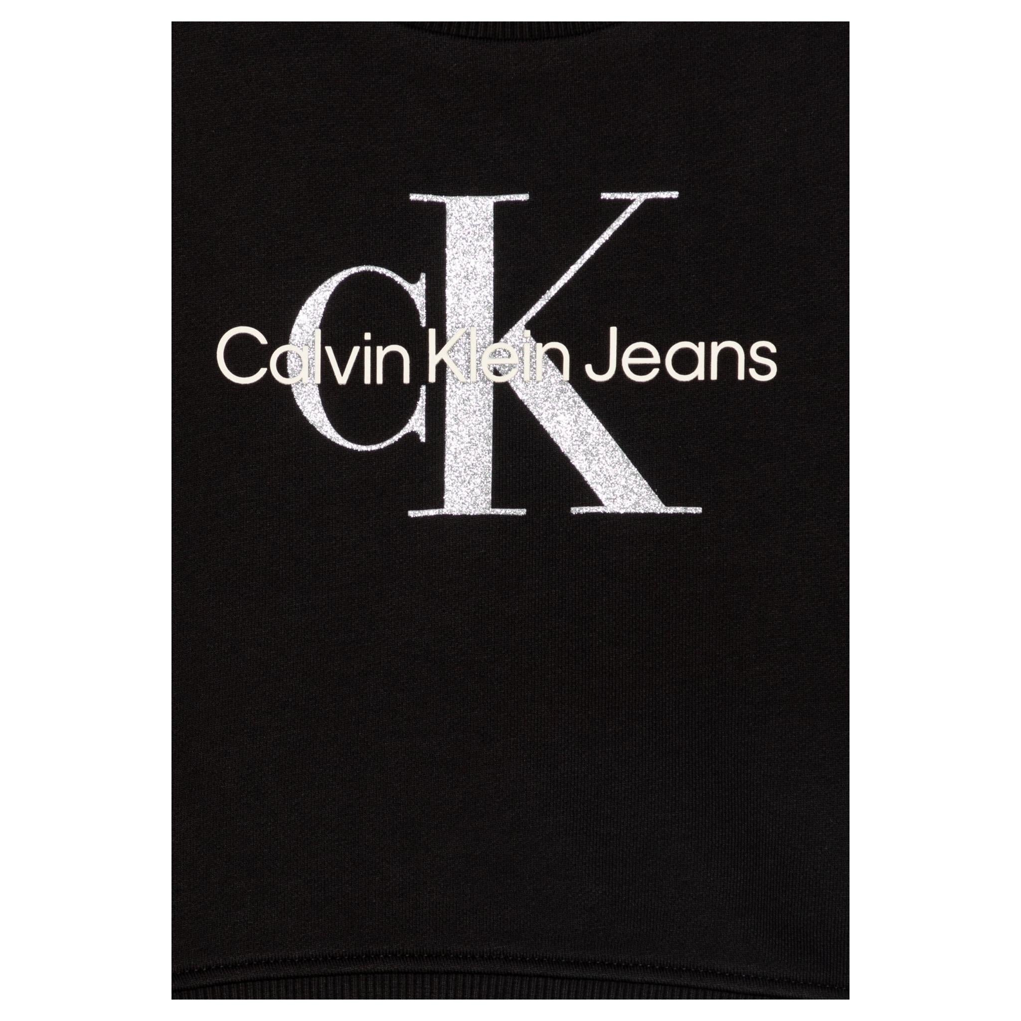 Calvin Klein Felpa Chiusa Girocollo Tinta Unita con Stampa Logo per Bambina IG0IG02823 NERO CALVIN KLEIN 