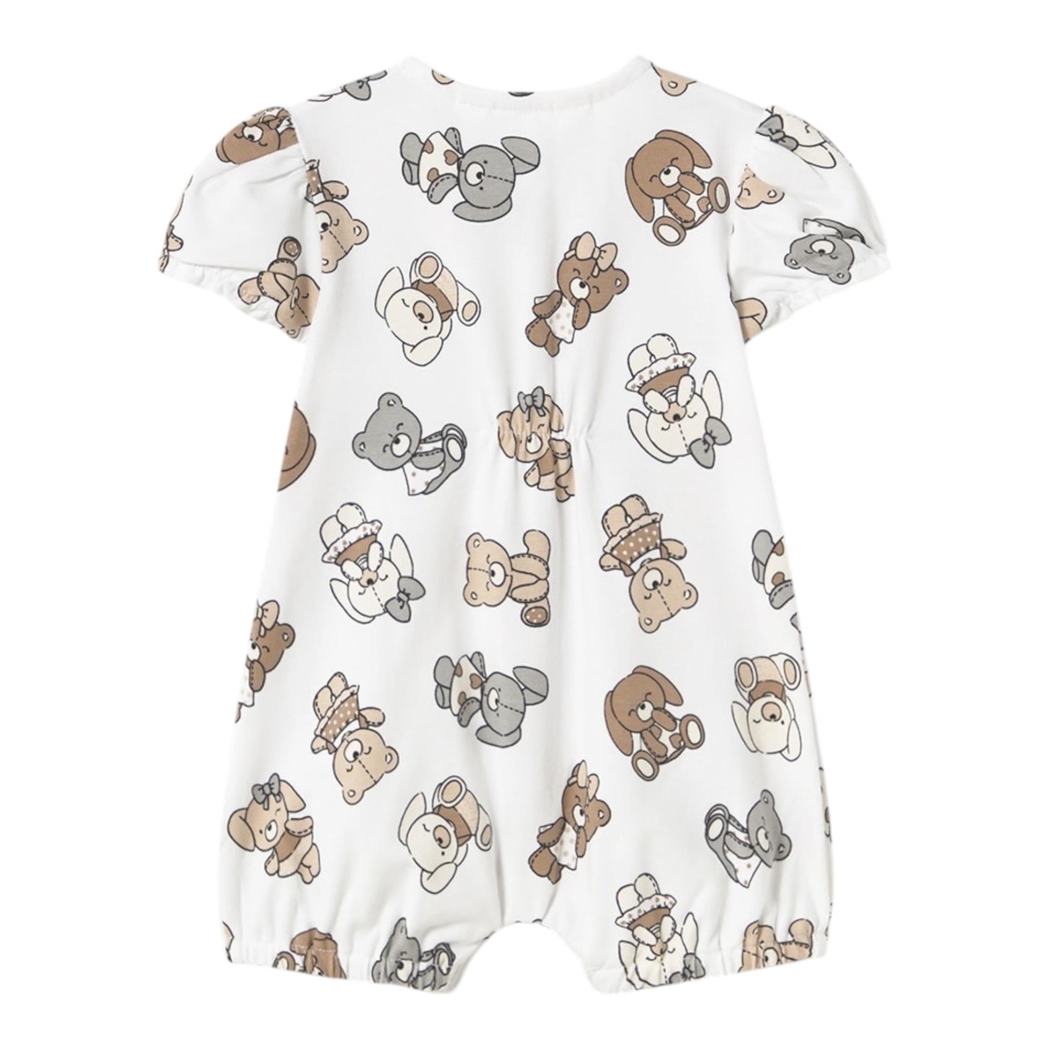 Mayoral Pagliaccetto Mezza Manica Tinta Unita con Stampe Orsi per Neonata 1754 BIANCO MAYORAL 