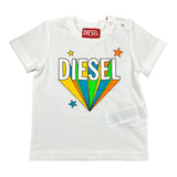 Diesel T-Shirt Girocollo Tinta Unita con Stampa per Neonata K00518 BIANCO DIESEL 