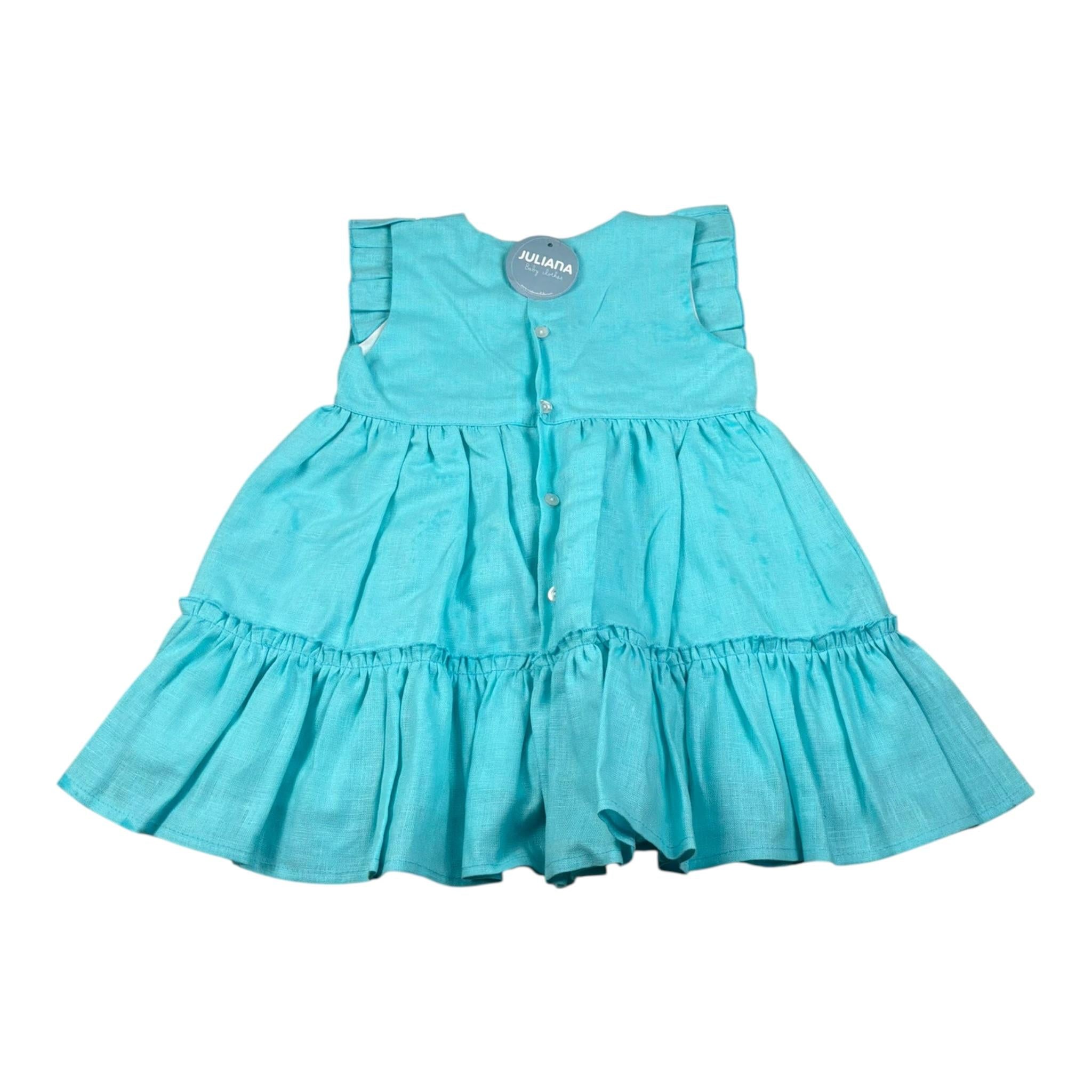 Juliana Abito Giromanica tinta unita Turchese per Bambina 25127X TURCHESE JULIANA 
