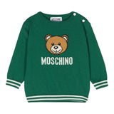 MOSCHINO maglia girocollo tinta unita con stampa Verde per Bambino HUW015X VERDE MOSCHINO 