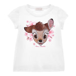 Monnalisa T-Shirt Girocollo Tinta Unita con Brillantini per Bambino 193607 BIANCO MONNALISA 