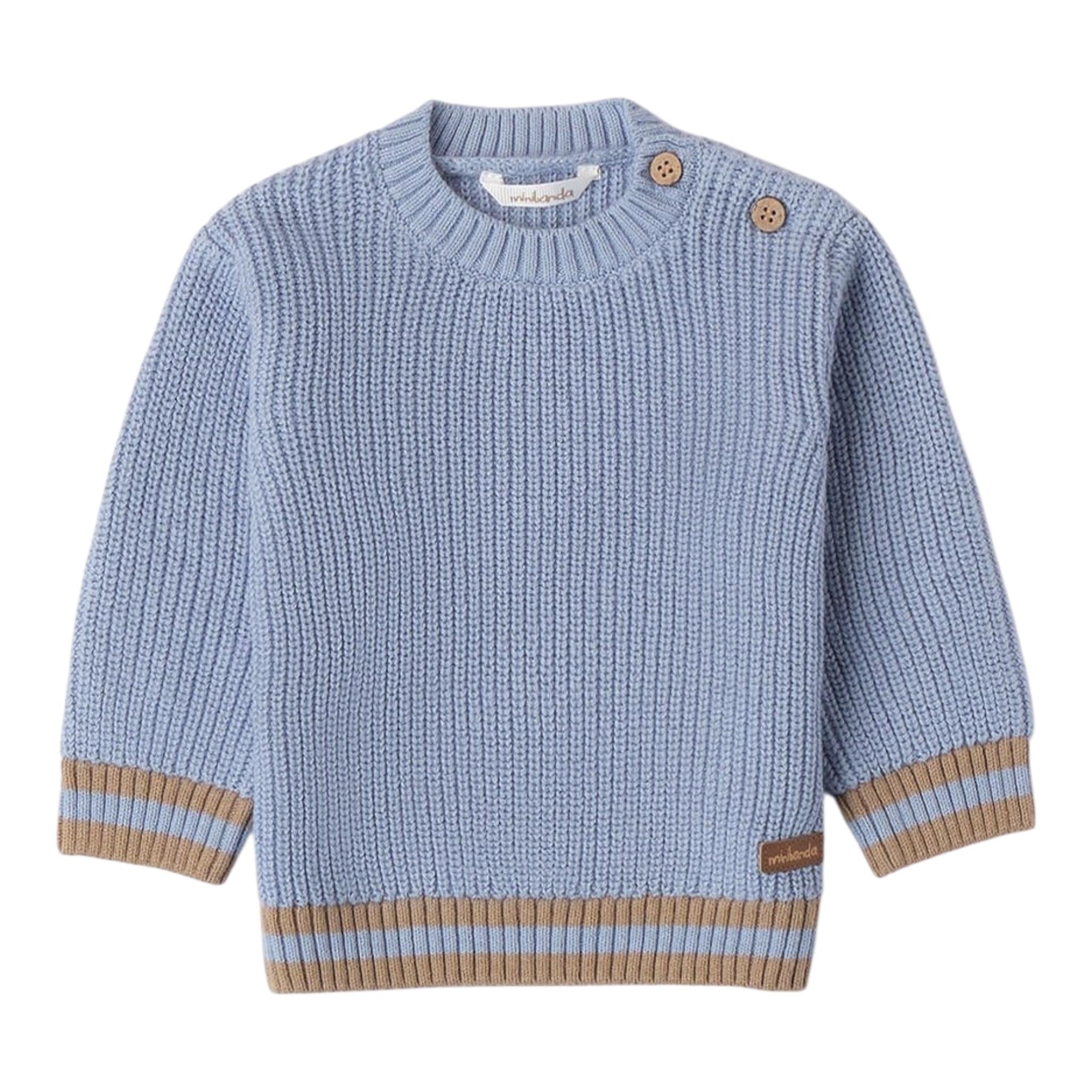 MINI BANDA maglia tinta unita con profili in contrasto Azzurro per Neonato 3A669XX AZZURRO MINI BANDA 