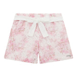 Guess Short Tinta Unita Con Ricami Fiori E Cintura Bianco Per Bambina
