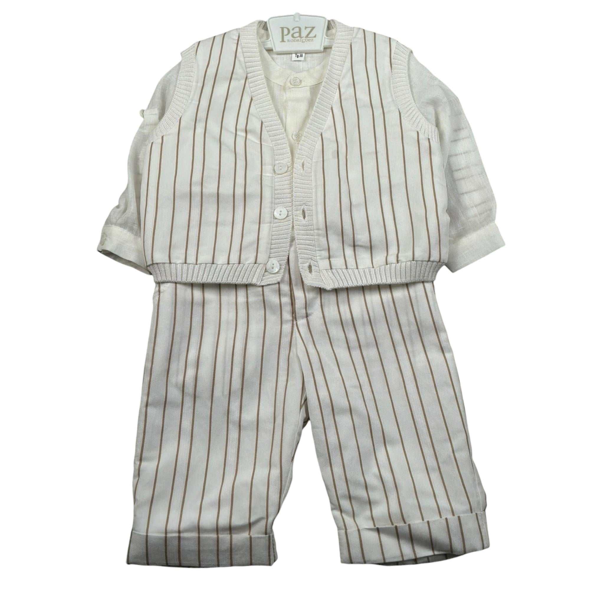 Marlu' Completo 3 Pezzi Camicia-Pantalone-Gilet per Neonato EM60461 PANNA MARLU' 