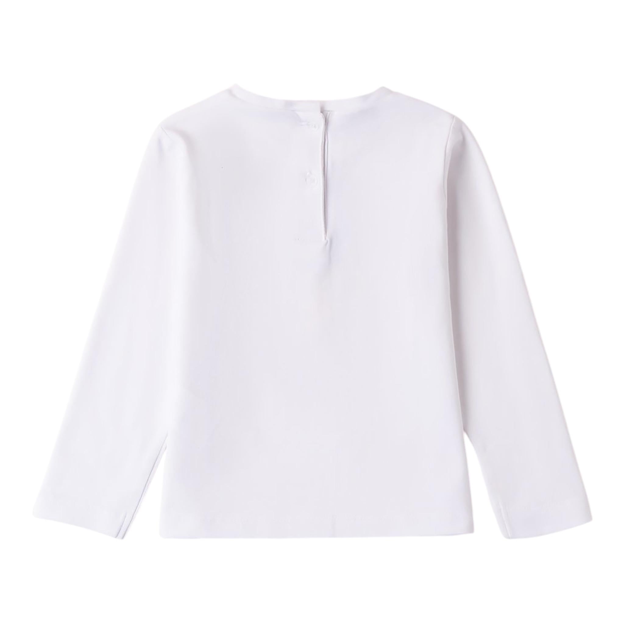Sarabanda Shirt Girocollo Tinta Unita con Stampa per Bambina 0B206 BIANCO SARABANDA 