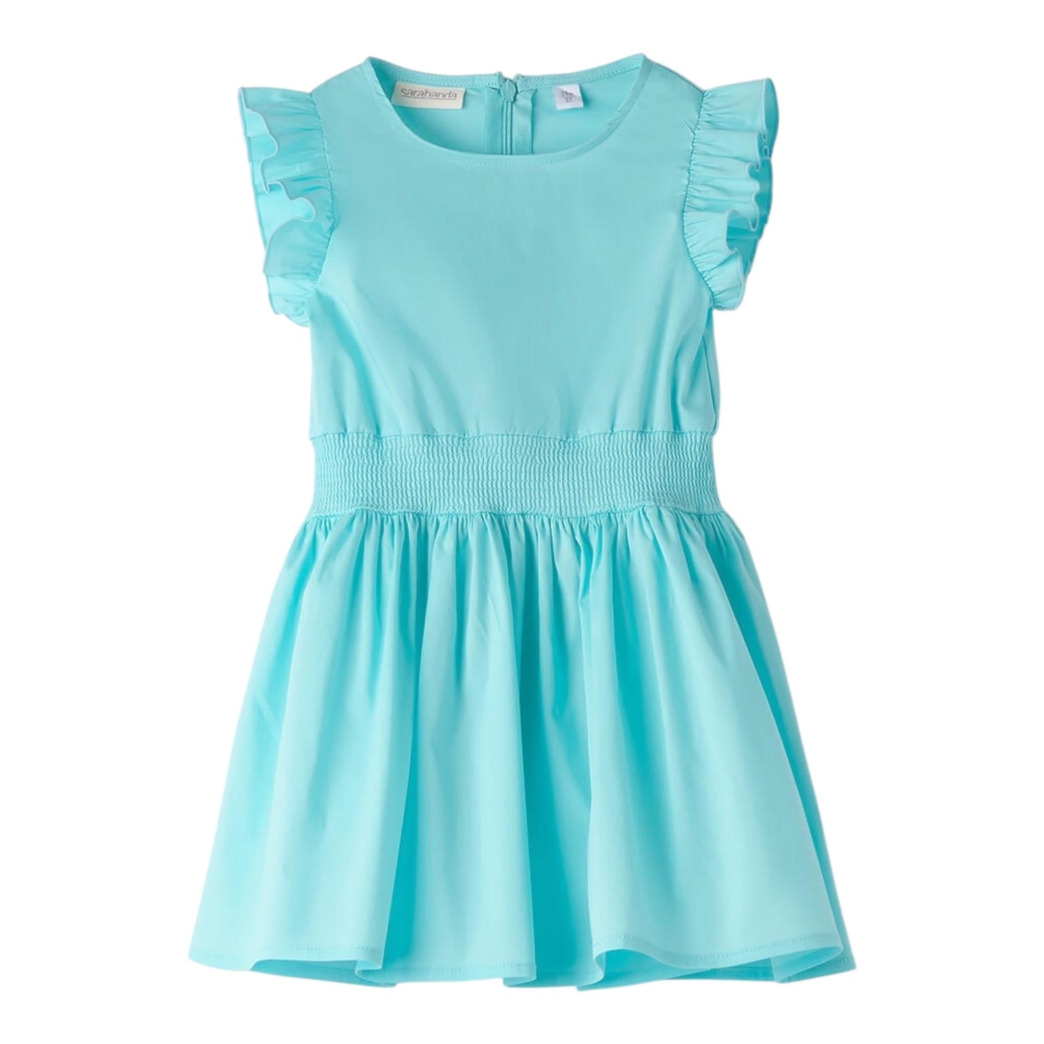 Sarabanda Abito Mezza Manica Tinta Unita per Neonata 0B232 AZZURRO SARABANDA 
