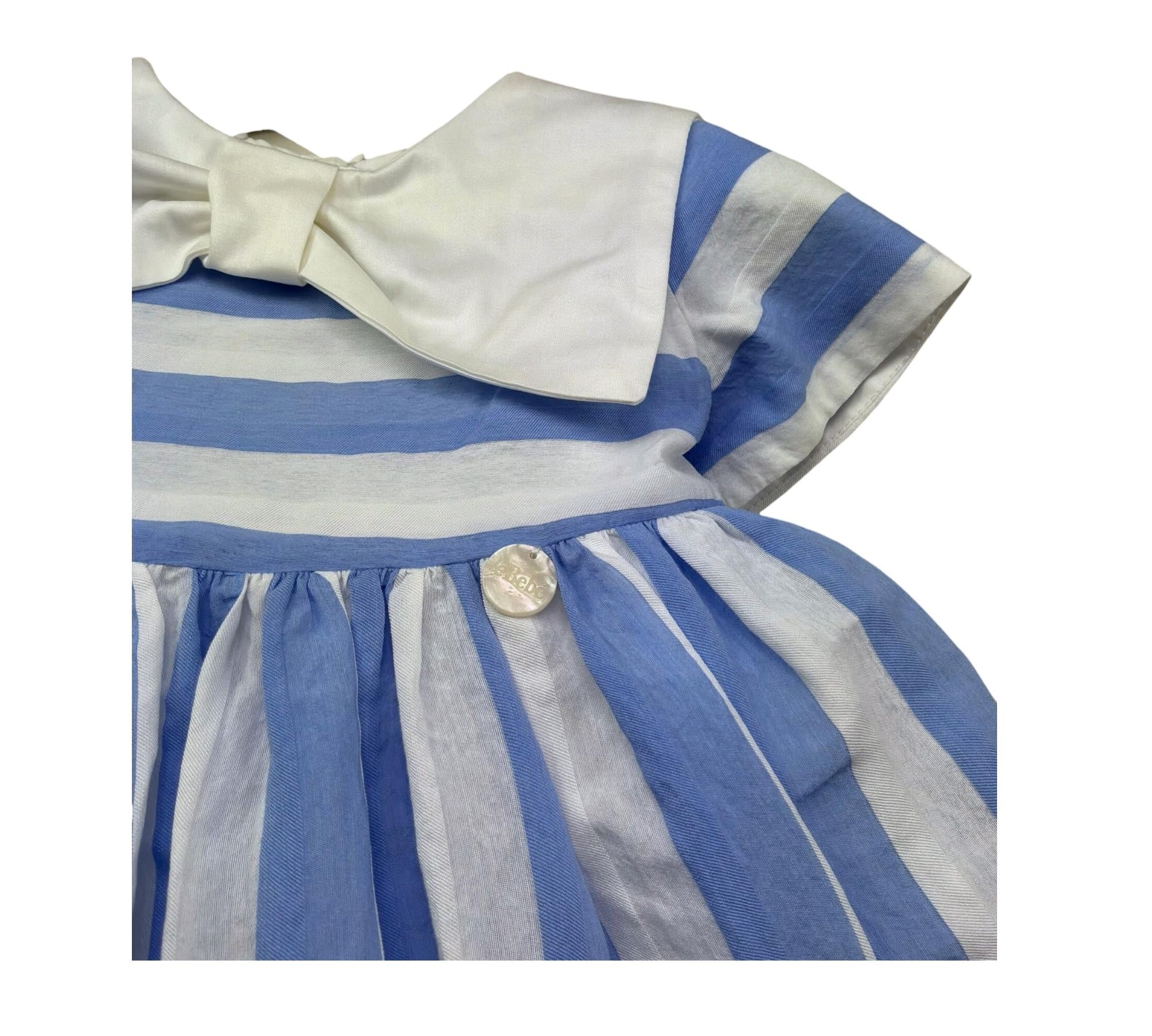 Le Bebe Abito Mezza Manica Fantasia A Righe per Neonata LBG6363 BIANCO/AZZURRO LE BEBE 