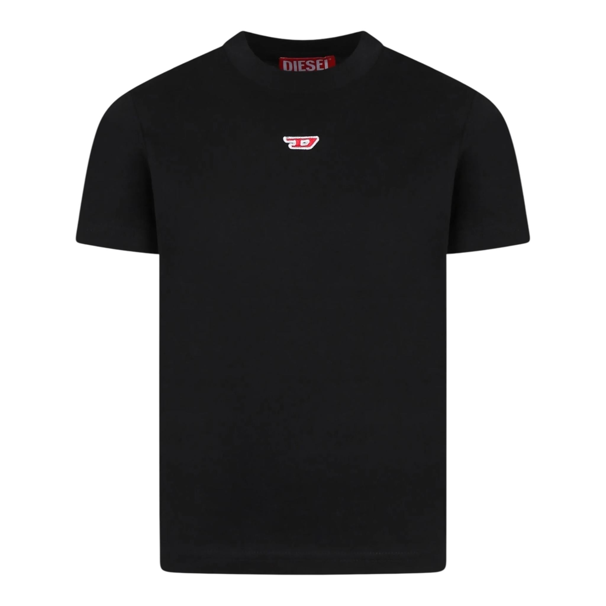 Diesel T-Shirt Girocollo Tinta Unita con Stampa per Bambino J02237 NERO DIESEL 