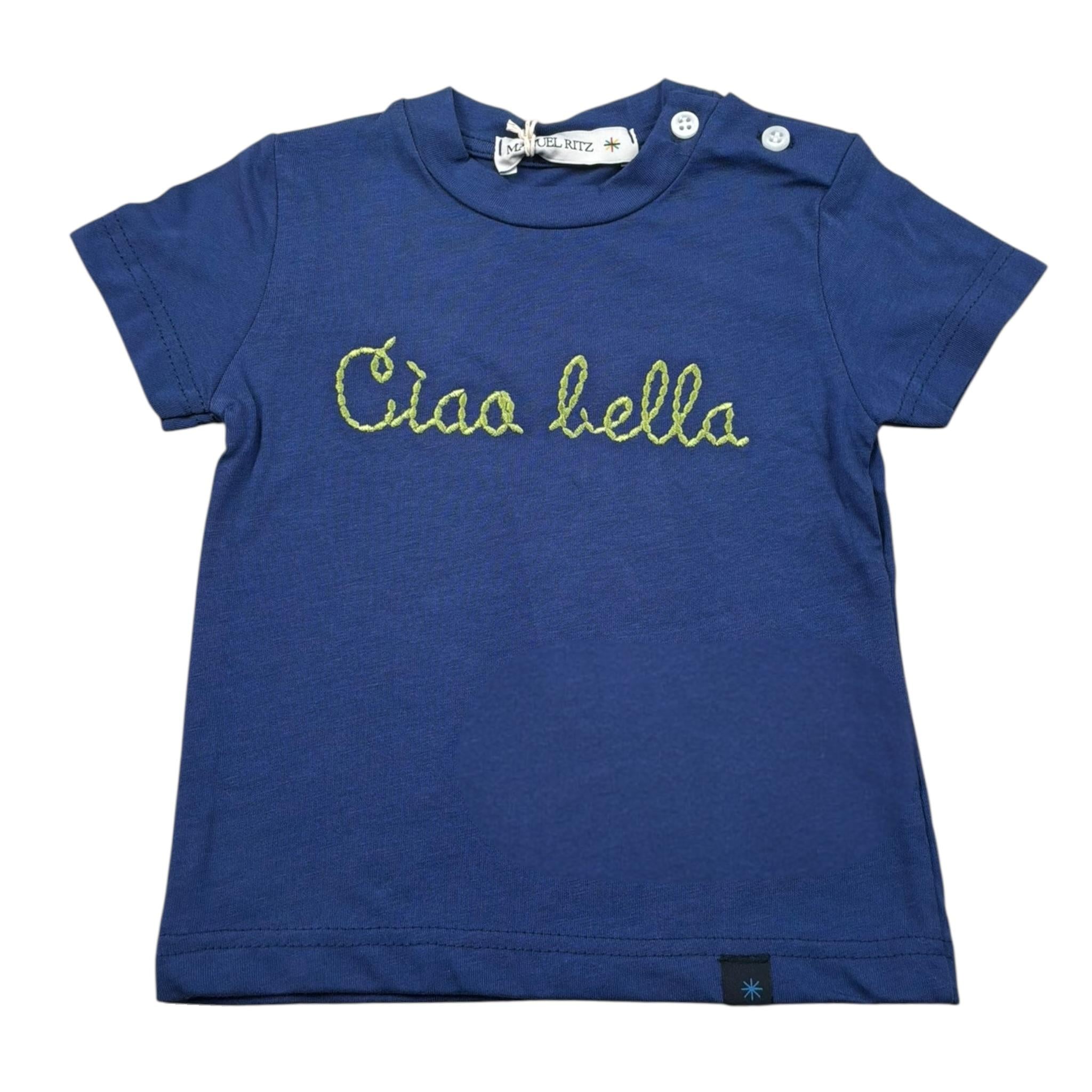 Manuel Ritz T-Shirt tinta unita On Stampa Blu per Neonato MR2656 BLU MANUEL RITZ 