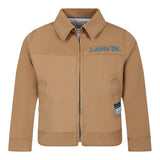Lanvin Giacca Tinta Unita Con Zip E Stampa Logo Cammello Per Bambino