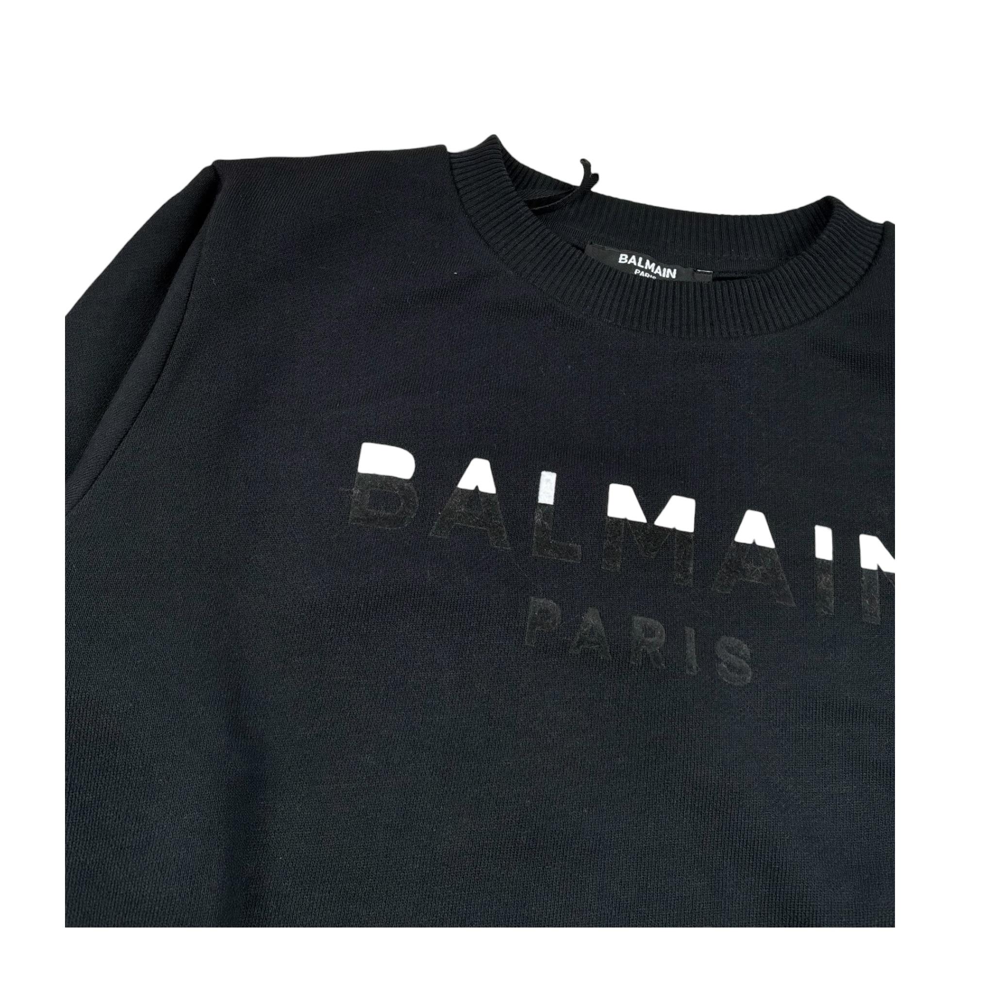 Balmain Felpa Chiusa Girocollo tinta unita con Logo Nero per Bambino BV4Q00 NERO BALMAIN 