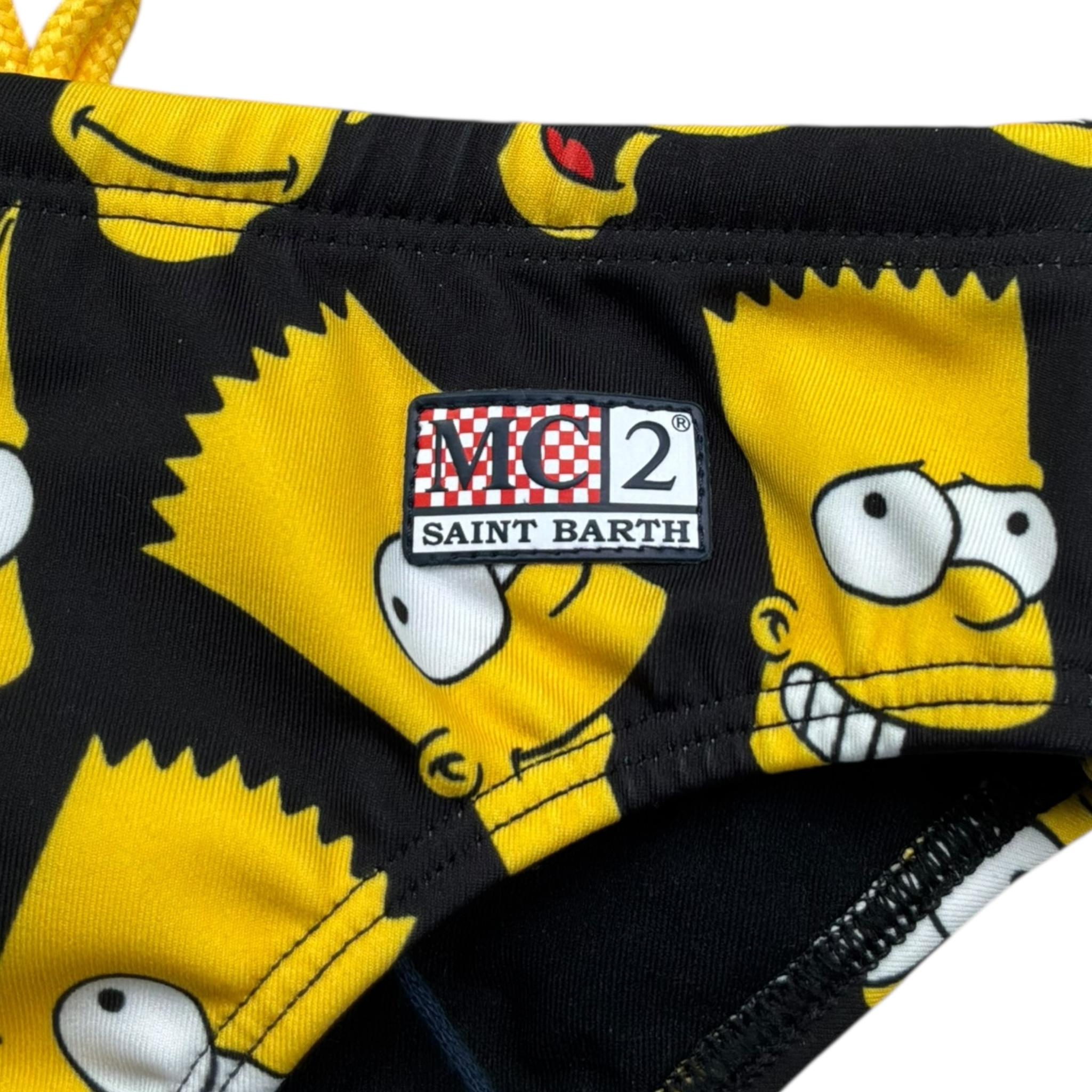 Saint Barth Costume Modello Slip Tinta Unita con Fantasia Bart per Neonato BARTFACES NERO SAINT BARTH 