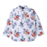 Sarabanda Camicia Manica Lunga Tinta Unita Con Stampe In Contrasto Bianco Per Bambino