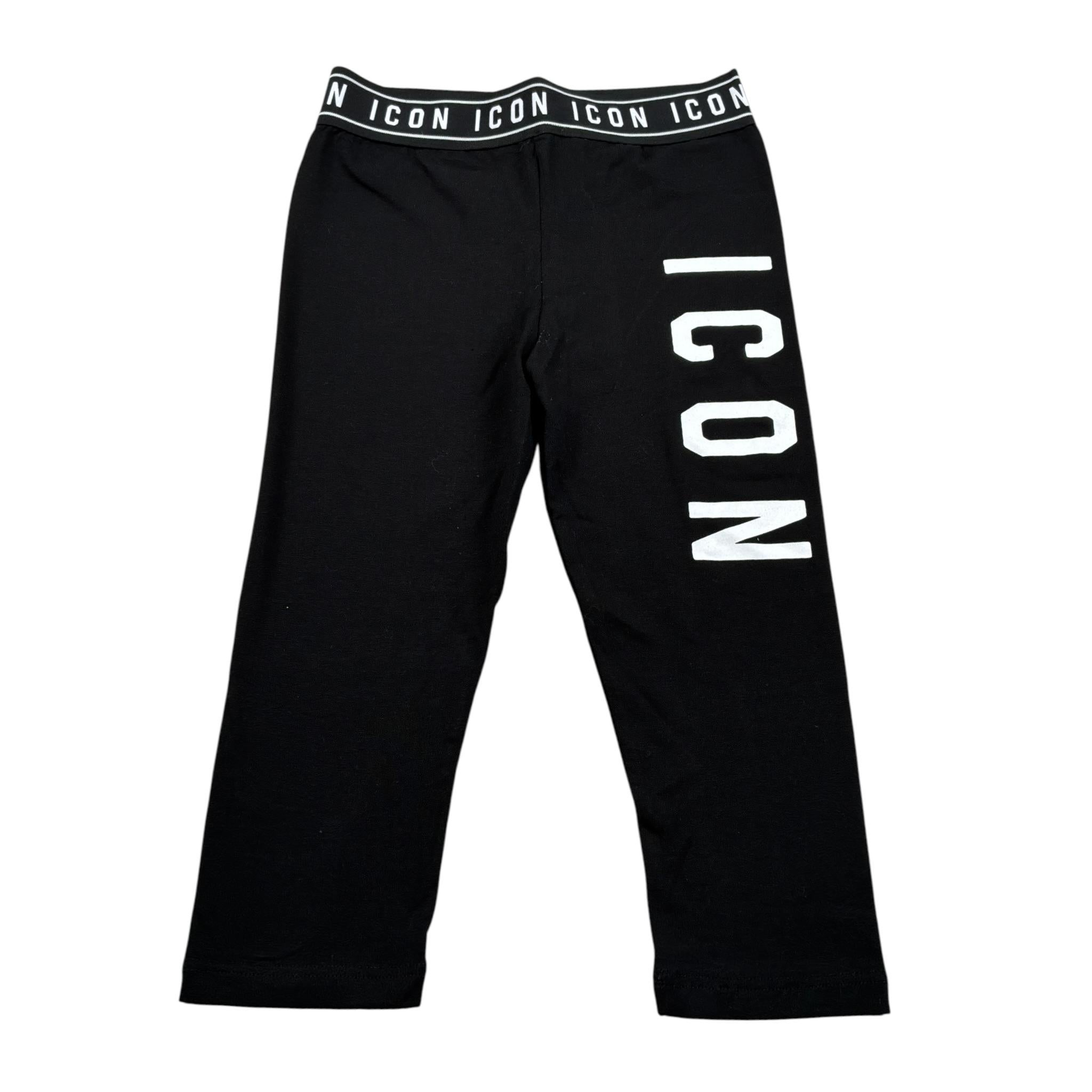 Icon Leggins Tiinta Unita con Logo Nero per Bambina IJG066 NERO ICON 