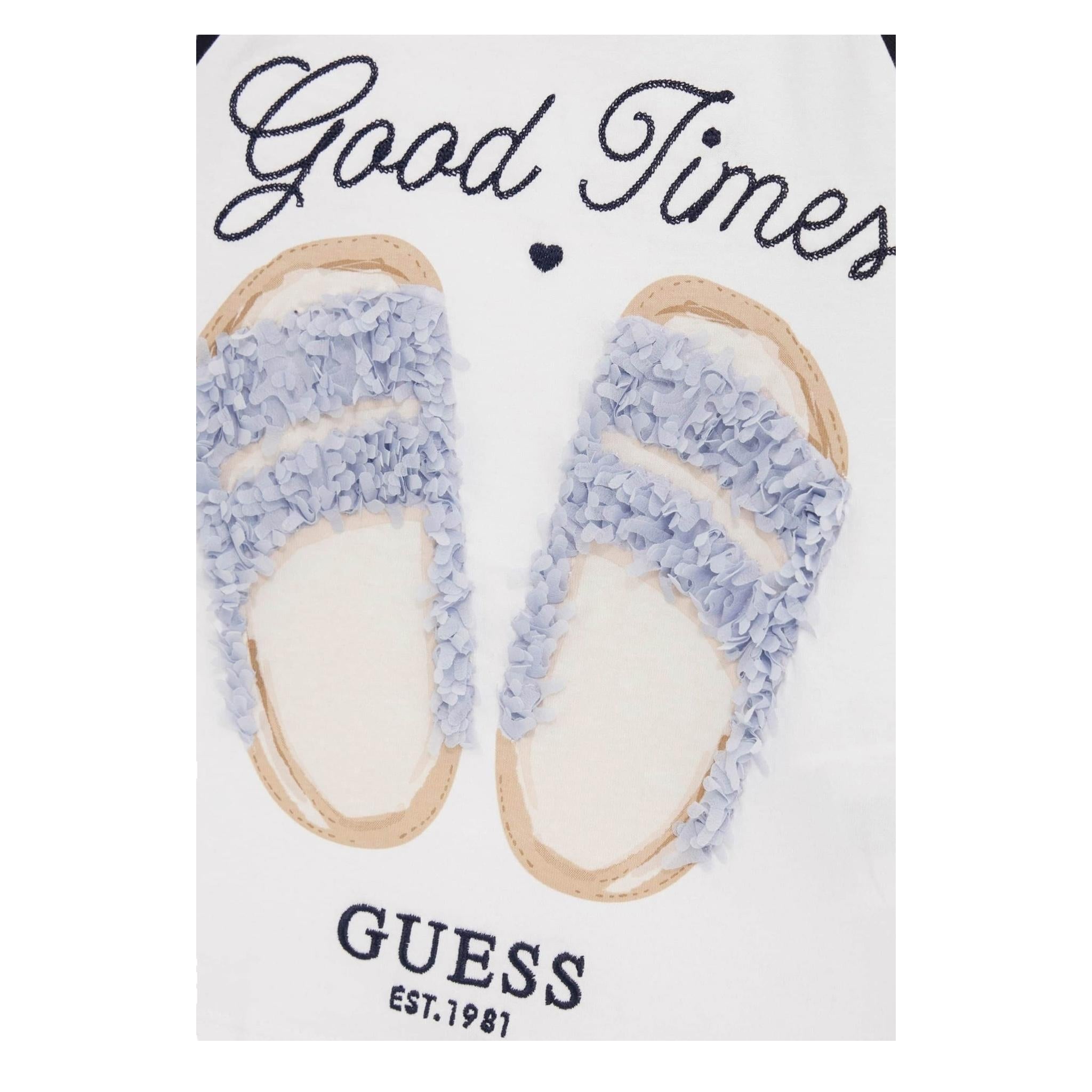 Guess T-Shirt Girocollo Tinta Unita con Maniche In Contrasto E Applicazioni per Bambina J5GI06K8HM4 BIANCO GUESS 