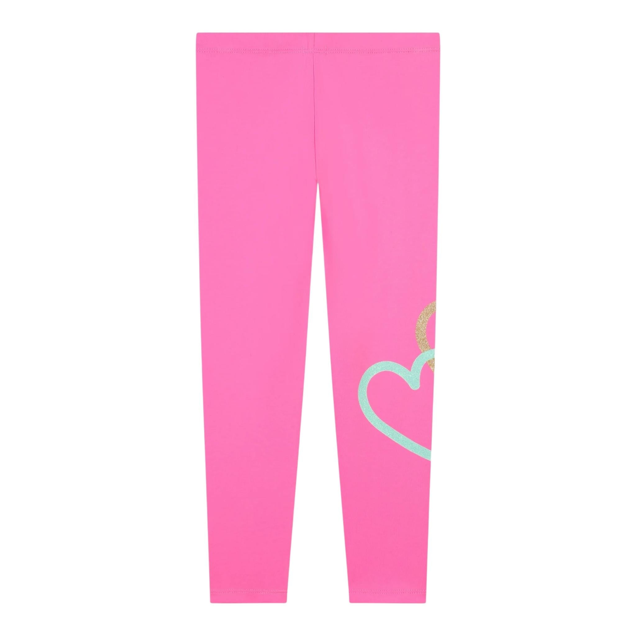 BillIEBLUSH leggins tinta unita con stampe cuori Rosa fluo per Neonata U20443N ROSA FLUO BillIEBLUSH 