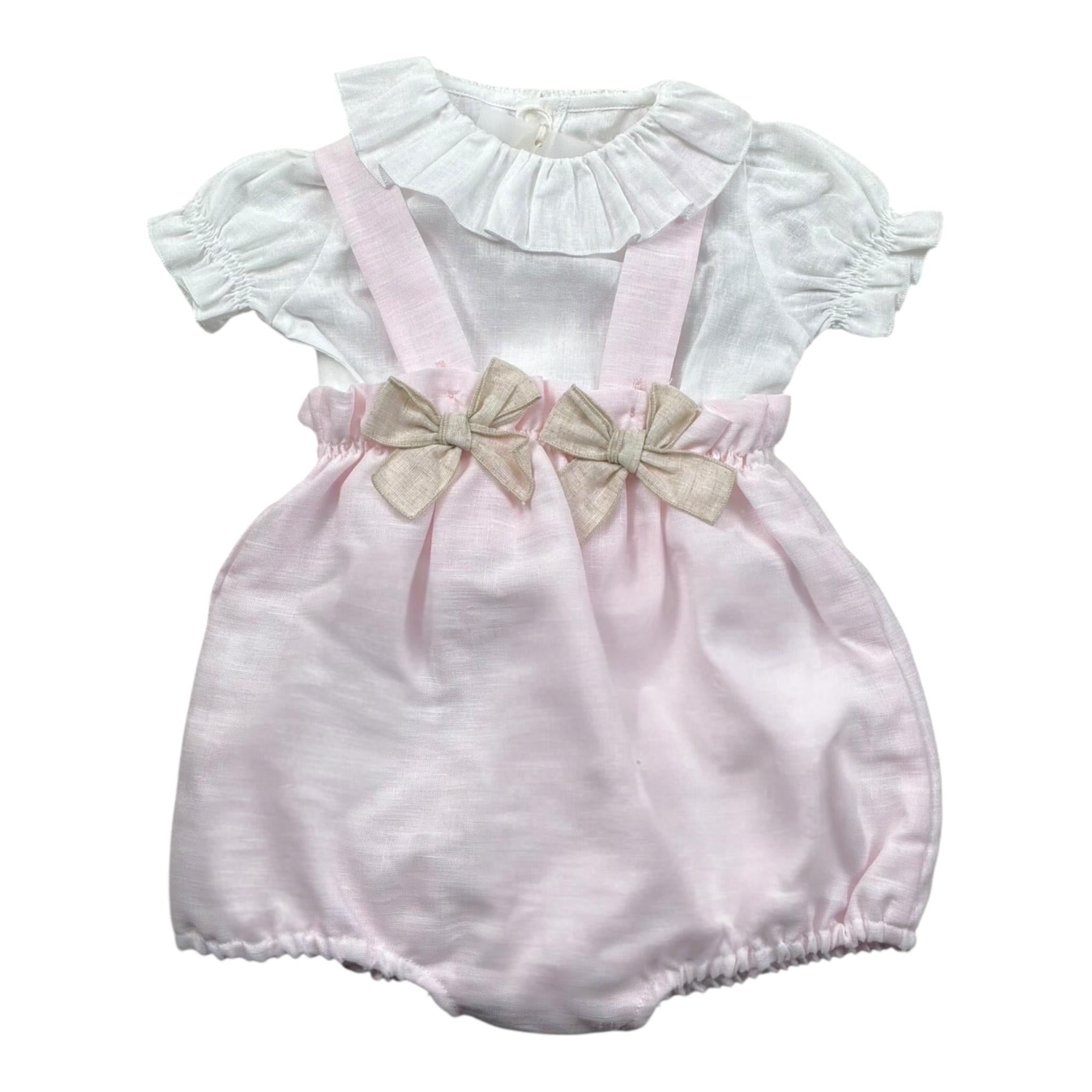 La Stupenderia Completo 2 Pezzi Bicolore Salopette-Camicia per Neonata TBCT588 ROSA LA STUPENDERIA 