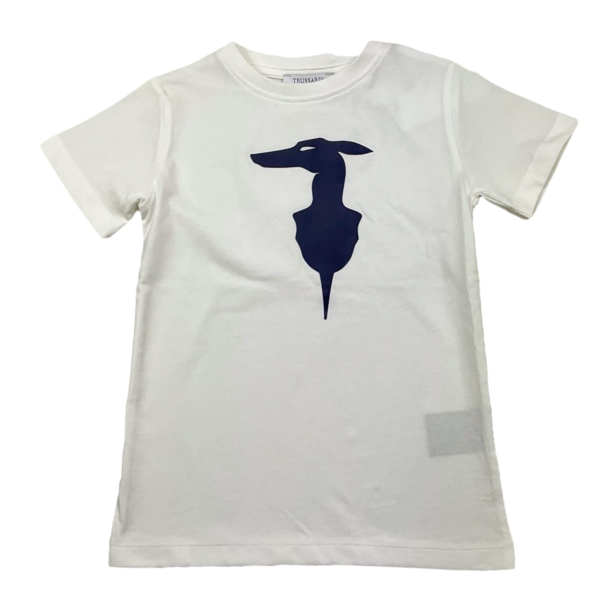 TRUSSARDI t-shirt girocollo tinta unita con stampa in contrasto Bianco per Bambino TBA25005TS BIANCO TRUSSARDI 